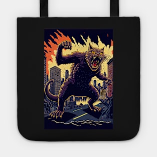 Giant Angry Cat attacking a city Tote