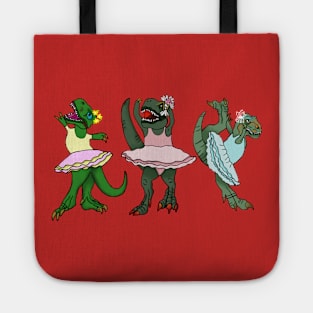 Ballerina T-Rex Dinosaurs doing Ballet Dance Tote