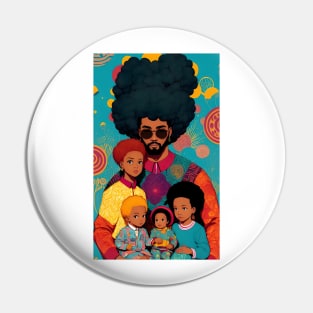 Seventies style afro haircut family Pin