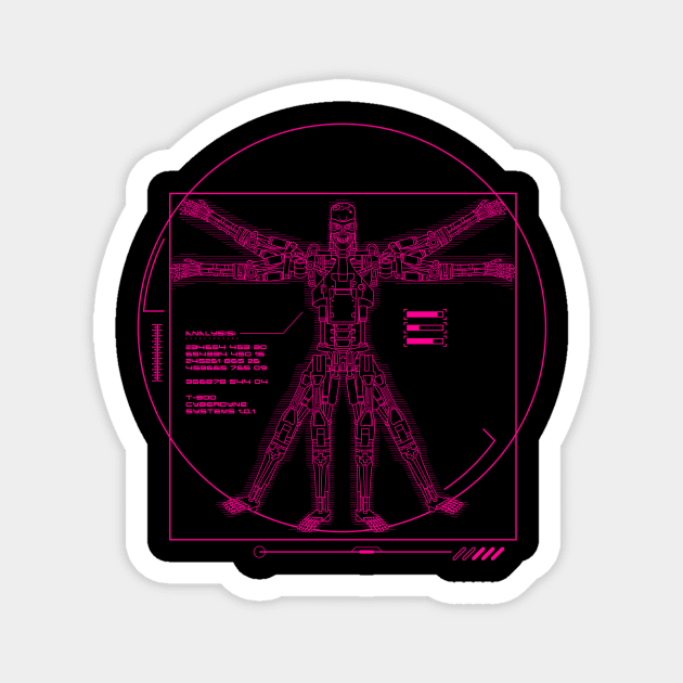 Vitruvian T-800 (80's pink) Magnet by demonigote