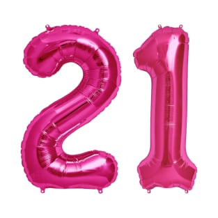 Hot Pink 21st Birthday Metallic Helium Balloons Numbers T-Shirt