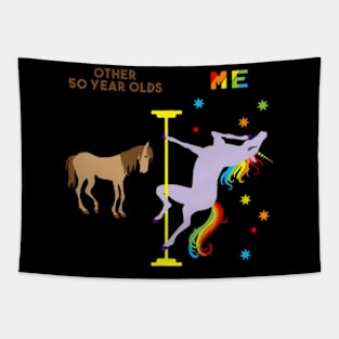 50Th Birthday Rainbow Unicorn 50 Years Old Tapestry