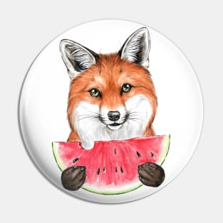 fox and watermelon Pin