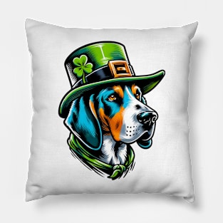 Bluetick Coonhound Celebrates Saint Patrick's Day Festively Pillow