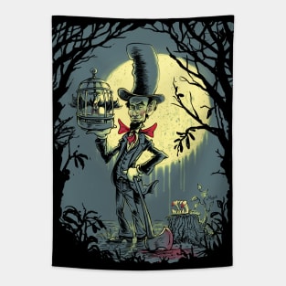 Abe in a Hat with Vampire Bat Tapestry