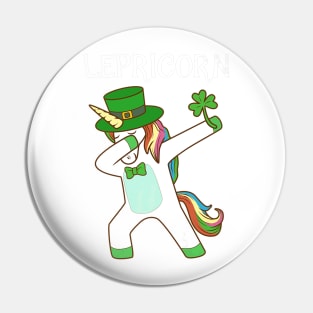 Dabbing Lepricorn Irish Unicorn St Patricks Day Tee Pin