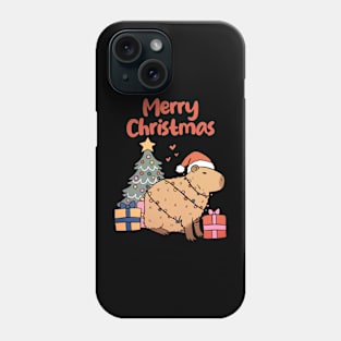 Merry Christmas a cute capybara ready for Christmas Phone Case