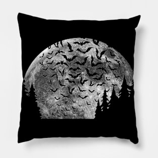 Bat And Forest On Moon Pillow