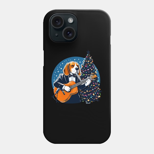 Beagle Playing Guitar Christmas Phone Case by Graceful Designs