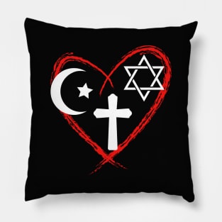 Religion Heart Inter-Religious Harmony Pillow