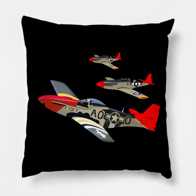 AAC - 332nd Fighter Group - 12th AF - Red Tails wo Txt Pillow by twix123844