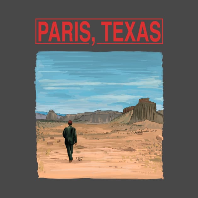 Paris Texas Movie Illustration with Title by burrotees