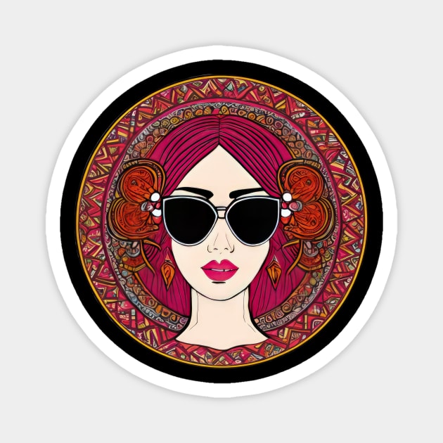 Cool vintage woman with sunglasses | Magnet by Subconscious Pictures