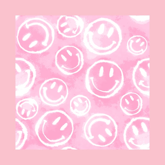 Pink Tie-Dye Smileys by Carolina Díaz