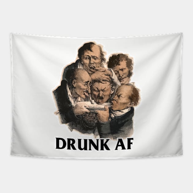 DRUNK AF Vintage Funny Drinking/Drunk/Booze Design Tee Tapestry by DankFutura