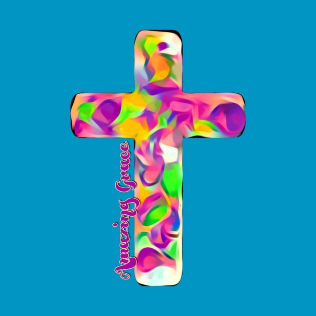 Amazing Grace Colorful Cross 2 by AlondraHanley