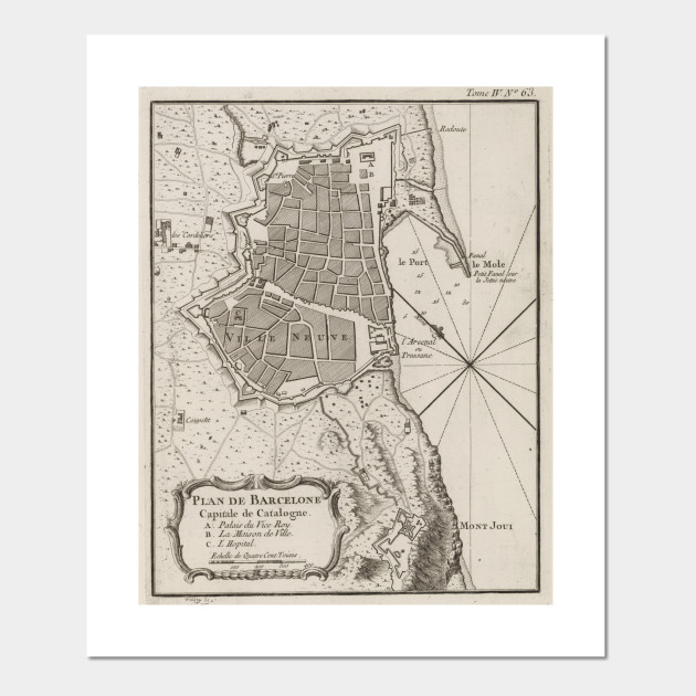 Vintage Map Of Barcelona Spain 1764 Barcelona Map Posters And Art Prints Teepublic