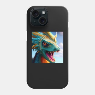 Ferocious Cyan and Gold Baby Dragon Phone Case
