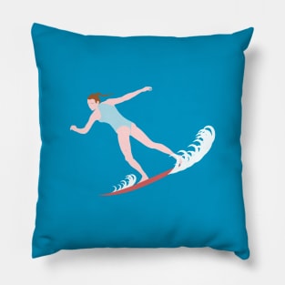 Surfing Brunette Pillow