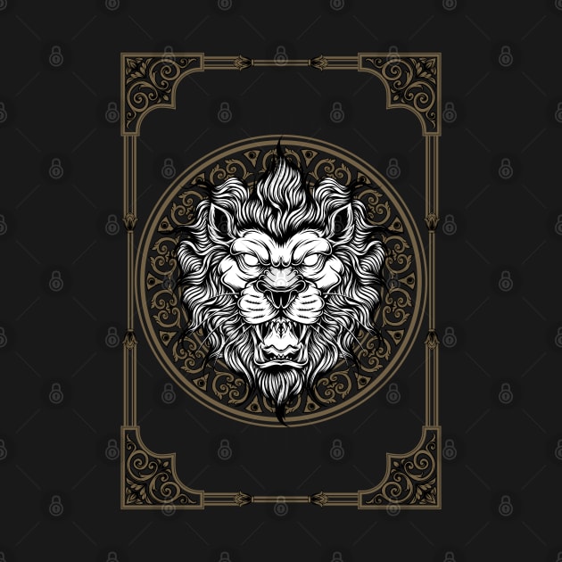 Lion Head With Classic Frame Ornaments by YulsArtwork