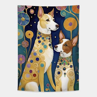 Gustav Klimt's Colorful Canine Whimsy: Vibrant Dog Illustration Tapestry