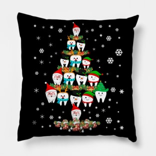 Teeth Christmas Tree Funny Dental Gift For Men Women Kids Pillow