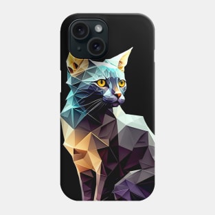 Geometric Cat No. 1: Dark Background (on a no fill background) Phone Case