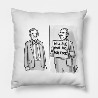 Classic Homeless Lawyer Cartoon Pillow