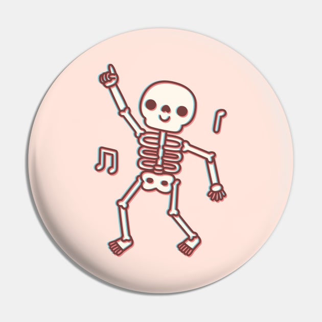 Funny Dancing Skeleton 3D Anaglyph Style Pin by rustydoodle