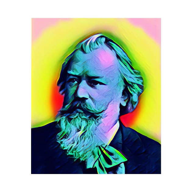 Johannes Brahms Golden Colourful Portrait | Johannes Brahms Artwork 11 by JustLit