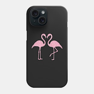 Light Pink Faux Glitter Flamingos Silhouette Phone Case