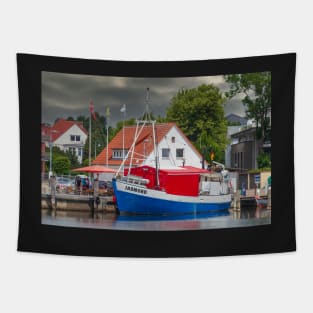 Harbor; Fishing boat; Fishing trawler; Lauterbach; Island of Ruegen; to reprimand Tapestry