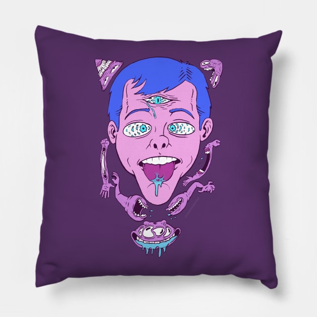 Trippy head Pillow by jonathanmor