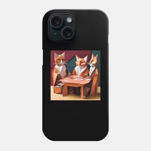 Origami Cats Playing Poker Phone Case