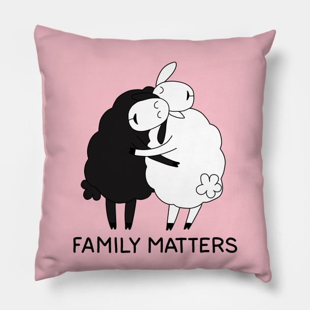 Black sheep and white sheep Pillow by valentinahramov