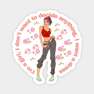 Funny girl in red roses Magnet