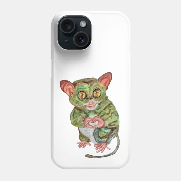 Philippine Tarsier Portrait (Soft Pastel Painting) Phone Case by mariasibireva