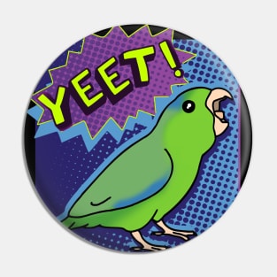 Green Parrotlet Screaming YEET - comic style Pin