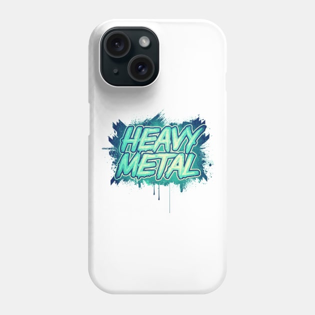 HEAVY METAL! (Green Splatter Typo Design) Phone Case by badbugs