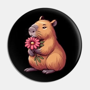 Capybara With Flower Pin