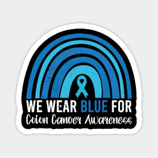 We Wear Blue Colorectal Colon Cancer Leopard Rainbow Magnet