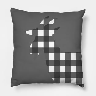 Lispe Goat with Black and White Gingham Check Pillow