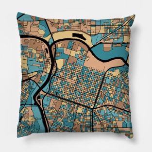 Sacramento Map Pattern in Mid Century Pastel Pillow