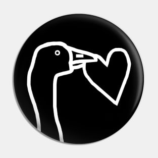 White Line Minimal Goose Stealing a Heart Portrait Pin