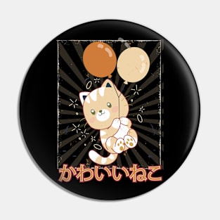 Cute japanese cat, kawaii with blowers Pin