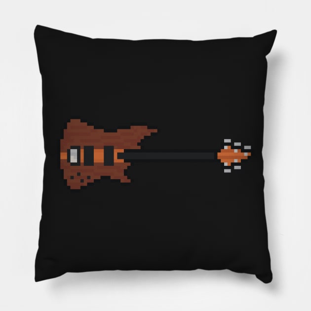 Pixel Metal Brown Bass Guitar Pillow by gkillerb