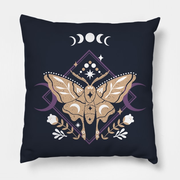 Moth cottagecore, fairycore and goblincore insect moon child Pillow by OutfittersAve