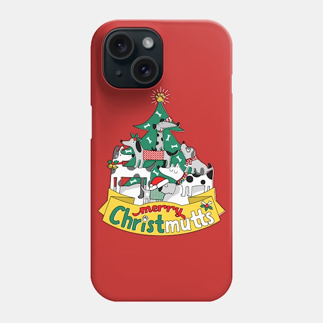 Dog Lover Christmas Tree Cute Merry Christ Mutts Phone Case by mindeverykind