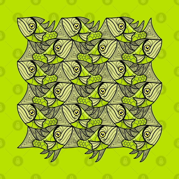 Escher fish pattern XII by Maxsomma