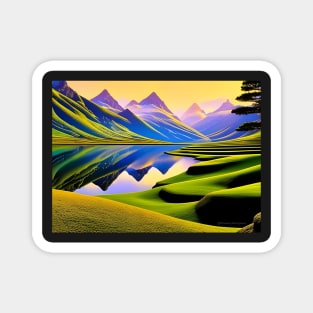 Psychedelic Mountain Landscape Magnet